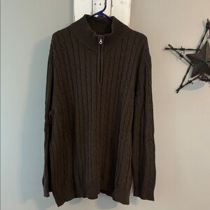 Men’s Croft & Barrow brown ribbed knit half zip sweater
